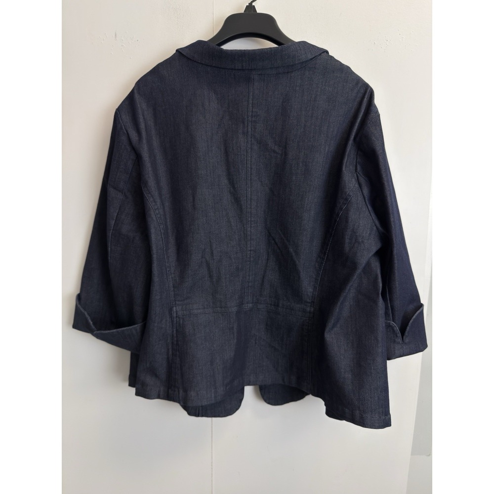 Cato Dark Wash Denim Jacket Size 26/28W 3/4 Sleeve Jean Blazer Cotton Stretch - Picture 8 of 8